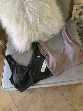 ☀️🌸 Everyday Seamless Support Bra Set in Charcoal and Mauve